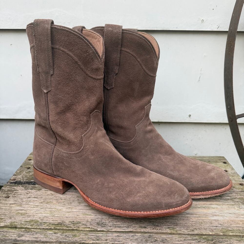 Tecovas 11 1/2D Honey Suede Boots Cowboy Western Ranch Leather Roper Pull On